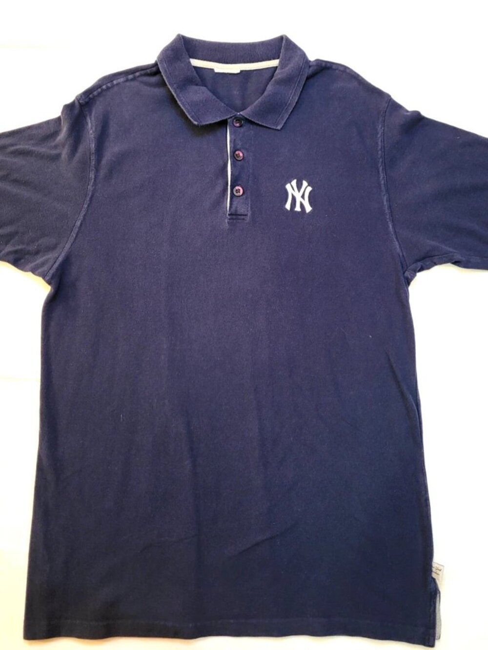 New York Yankees Polo Shirt Men's Large Navy Blue Embroidered Logo Short Sleeve